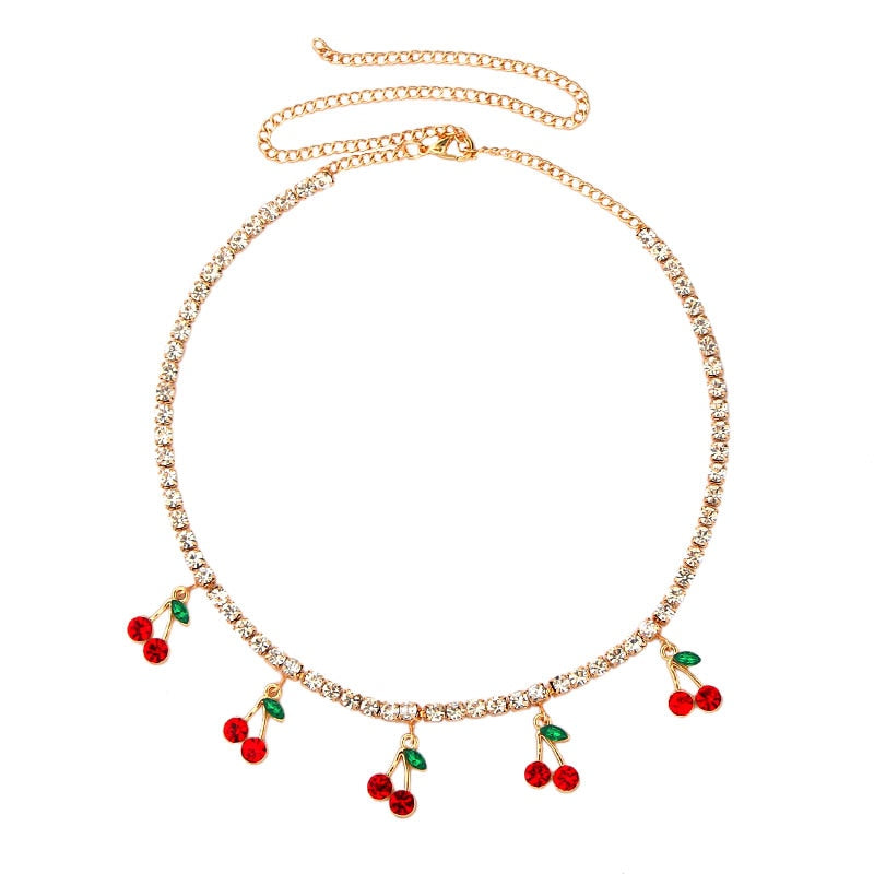 Peris Gems 2 Cherry Diamond Choker Necklace for Women | Red Cherry Chain SHEIN Amazon Temu