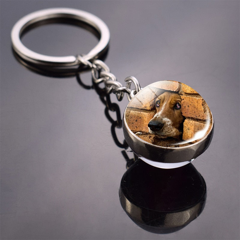 Peris Gems 2 Cute Animal Glass Ball Keychains | French Bulldog Labrador Keychains SHEIN Amazon Temu