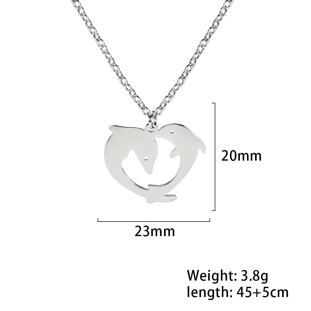 Peris Gems 2 Dolphins / 50cm Stainless Dog Shaped Pendant Necklace for Women SHEIN Amazon Temu