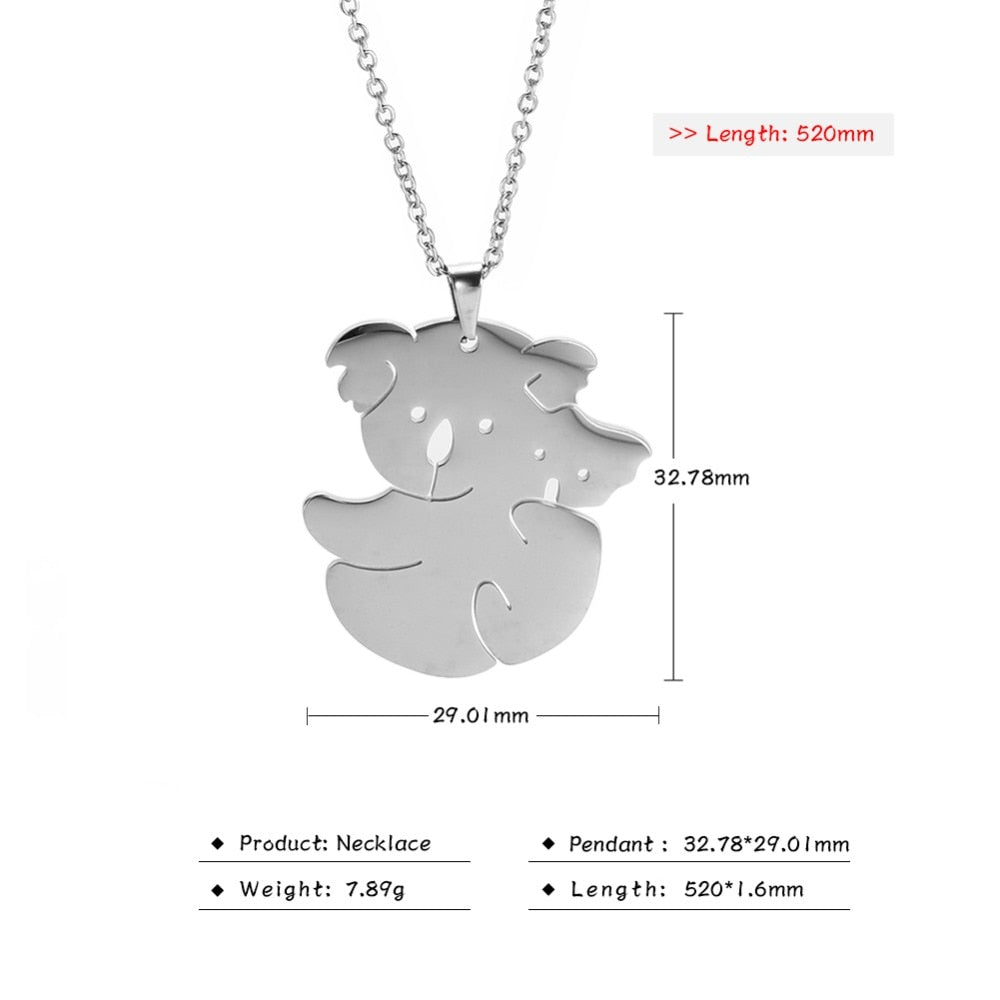 Peris Gems 2 Koalas / 50cm Stainless Dog Shaped Pendant Necklace for Women SHEIN Amazon Temu