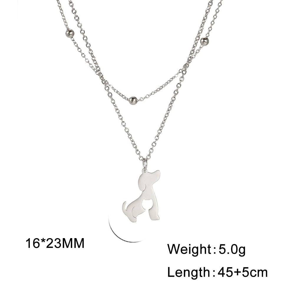 Peris Gems 2 layers Steel / 50cm Stainless Dog Shaped Pendant Necklace for Women SHEIN Amazon Temu