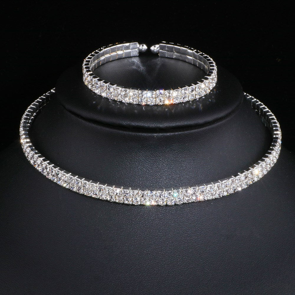Peris Gems 2 Lays Crystal Tassel Bridal Jewelry Sets for Women | Diamond Wedding Set Crystal Tassel Bridal Jewelry Sets for Women | Wedding Set SHEIN Amazon Temu