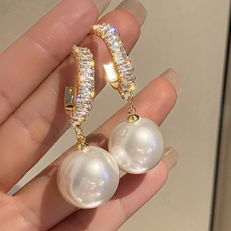 Peris Gems 2 Oversized Pearl Drop Earrings for Women | Gold Dangle Earrings SHEIN Amazon Temu