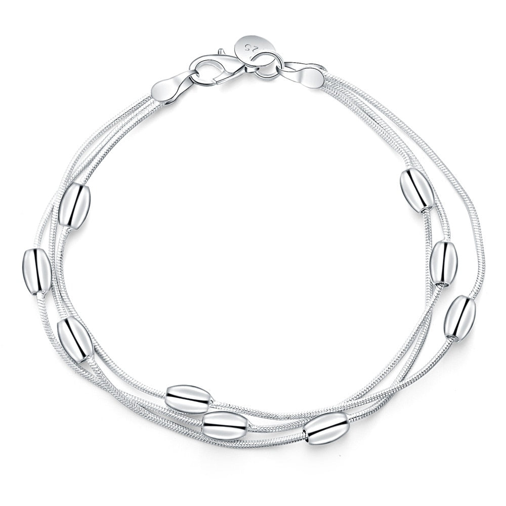 Peris Gems 2 Polished Silver Beads Bracelet for Women | Fashion Charm Bracelet Polished Silver Beads Bracelet for Women | Charm Bracelet SHEIN Amazon Temu