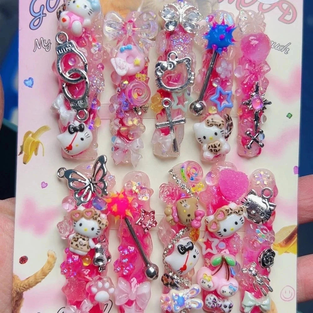 Peris Gems 2 / S-15-11-12-11-9 10Pcs Y2K Heavy Industry Sanrio Hello Kitty Handmade Fake Nail 3D Metal Handcuffs Butterfly Long Square Xl Full Fake Nail 10Pcs Y2K Heavy Industry Sanrio Hello Kitty Handmade Fake Nail 3D Metal Handcuffs Butterfly Long Square Xl Full Fake Nail SHEIN Amazon Temu