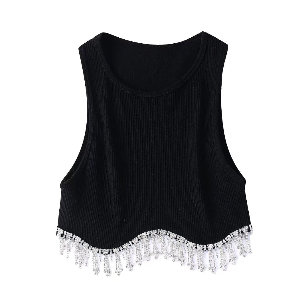 Peris Gems 2 / S Diamond Tassel Crop-Top Shirt | Slim Luxurious Shirt for Women SHEIN Amazon Temu