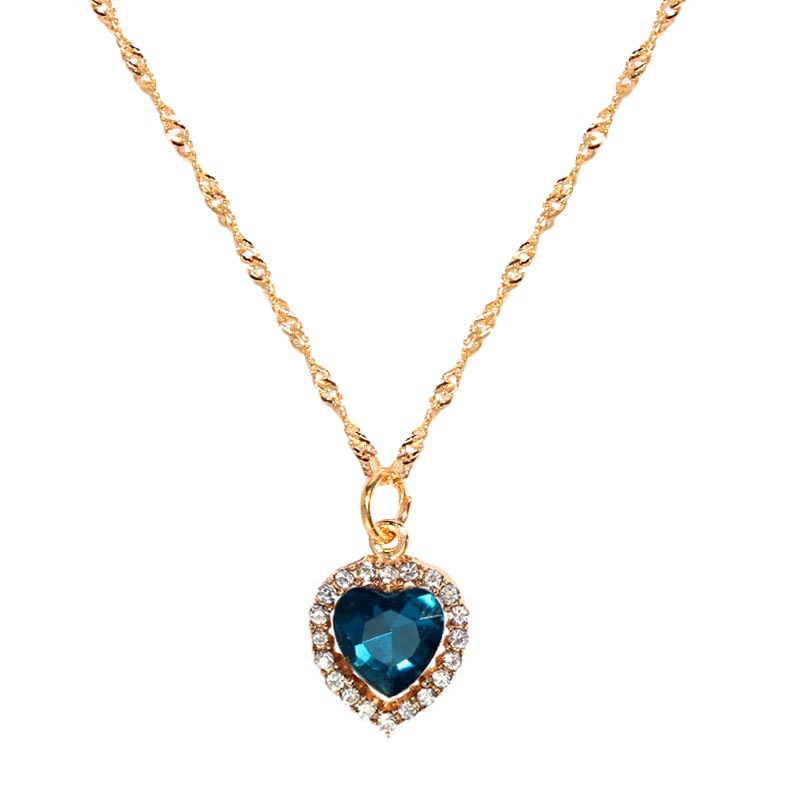 Peris Gems 2 Shiny Heart Crystal Pendant Necklace for Women | Gold Love Necklace Shiny Heart Crystal Pendant Necklace | Gold Love Necklace SHEIN Amazon Temu