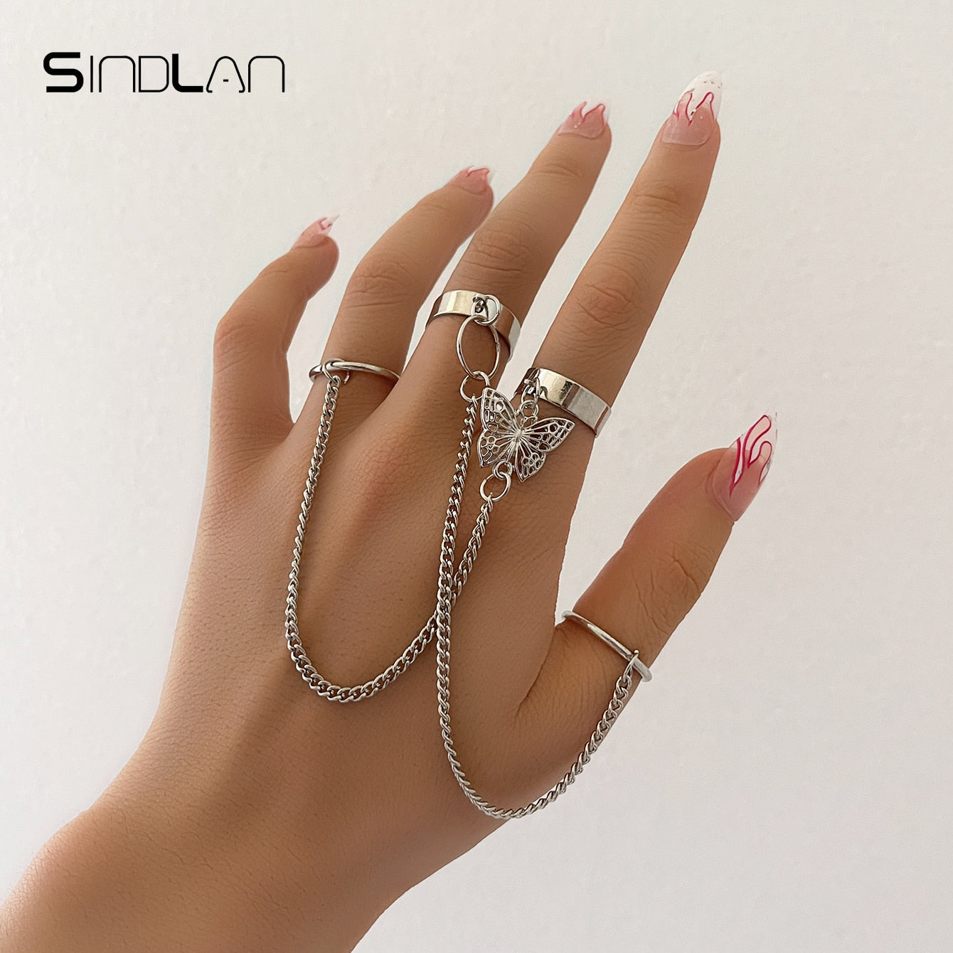 Peris Gems 2 Silver Chain Wrist Emo Bracelets with Rings Unisex SHEIN Amazon Temu