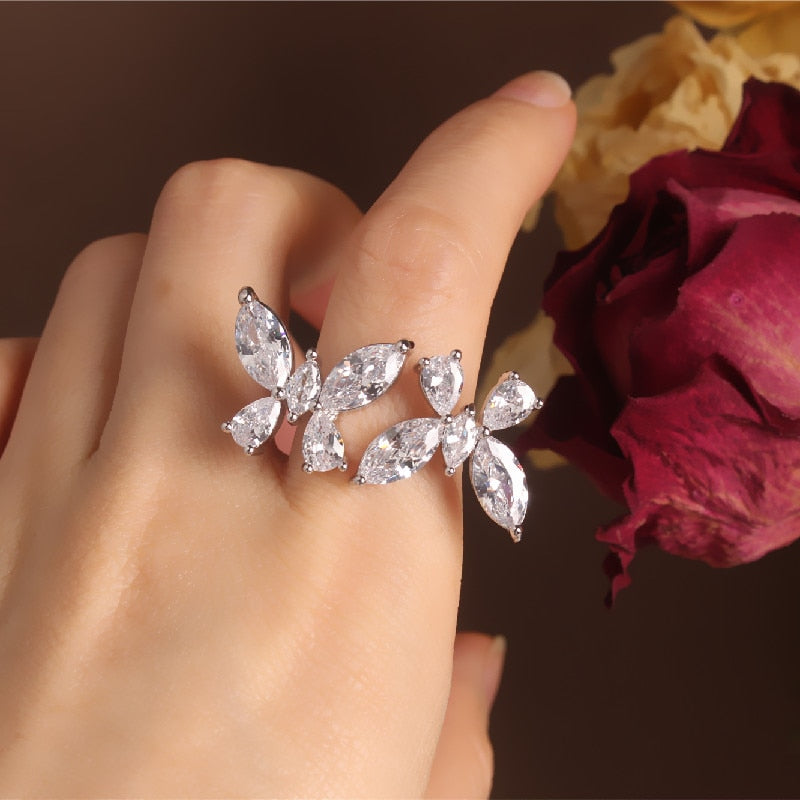 Peris Gems 2 Silver / Resizable Luxurious Diamond Butterfly Ring Collection for Women SHEIN Amazon Temu