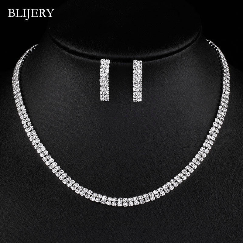 Peris Gems 20 Bridesmaid Bridal Jewelry Set | Silver Diamond Necklace and Earrings Set for Women Bridesmaid Bridal Jewelry Set | Silver Diamond SHEIN Amazon Temu