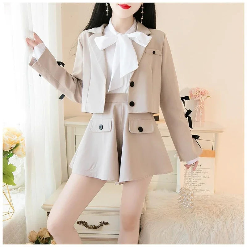 Peris Gems 2025 autumn new Korean style small fragrance trend fashion lady small suit small suit jacket + short skirt three-piece female 2025 autumn new Korean style small fragrance trend fashion lady small suit small suit jacket + short skirt three-piece female SHEIN Amazon Temu