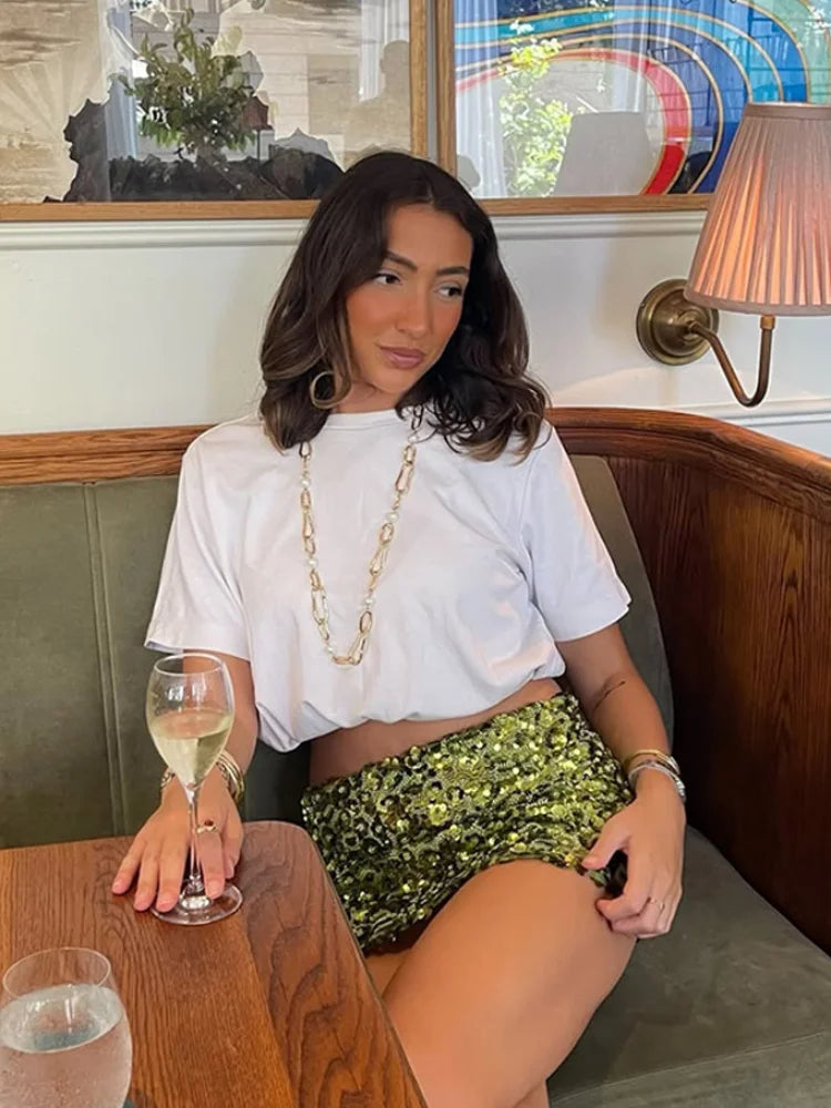 Peris Gems 2025 New Ladies Sexy Shiny Sequin Wrap Hip Mini Skirt Fashion Green High-waisted Short Dresses Summer Women Beach Vacation Wear 2025 New Ladies Sexy Shiny Sequin Wrap Hip Mini Skirt Fashion Green High-waisted Short Dresses Summer Women Beach Vacation Wear SHEIN Amazon Temu