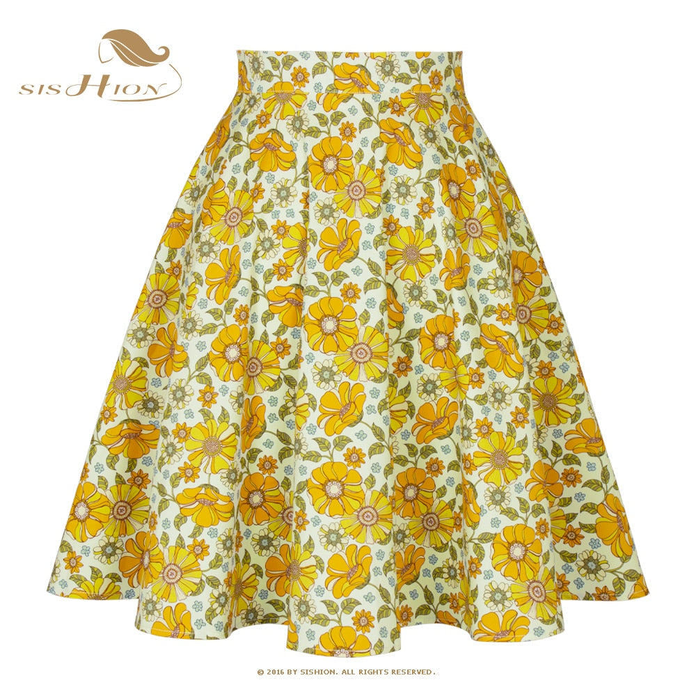 Peris Gems 20ApricotRetroFloral / S Cotton Midi Skirt Collection for Women | Floral Polka Dot Skirts SHEIN Amazon Temu
