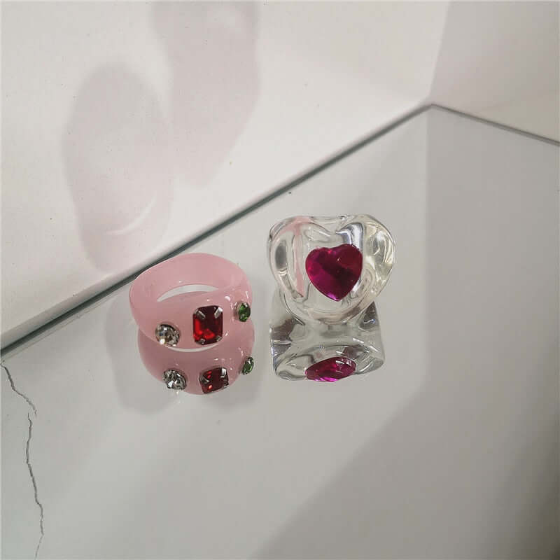 Peris Gems 21 Acrylic Candy Bear Heart Rings Collection for Women SHEIN Amazon Temu