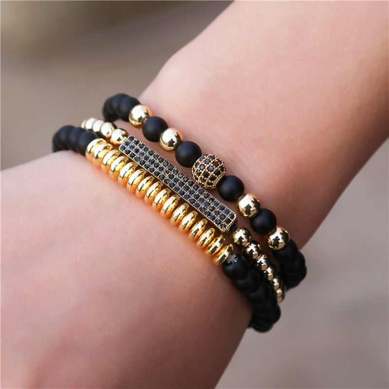 Peris Gems 21 Micro Pave CZ 8mm Disco Ball Bracelet Unisex | 3pc Black Bracelet Charm Set SHEIN Amazon Temu