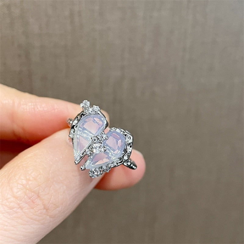Peris Gems 21 Pink Heart Open Rings for Women | Silver Rings SHEIN Amazon Temu