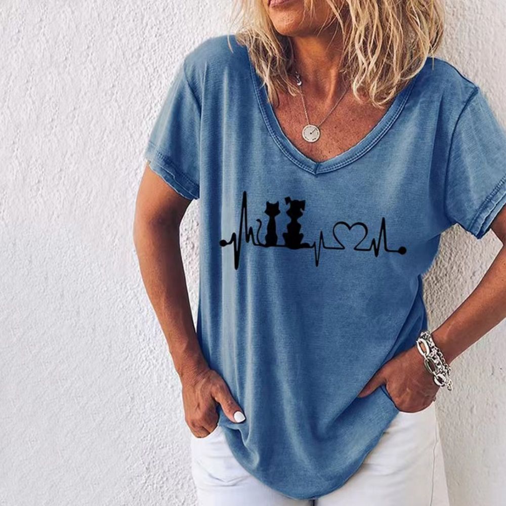 Peris Gems 21 / S Retro Cat T-Shirt for Women| V-Neck Oversized Shirts SHEIN Amazon Temu
