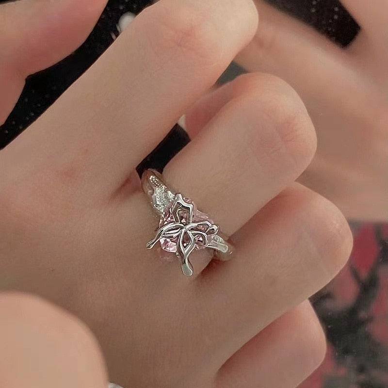 Peris Gems 22 Pink Heart Open Rings for Women | Silver Rings SHEIN Amazon Temu