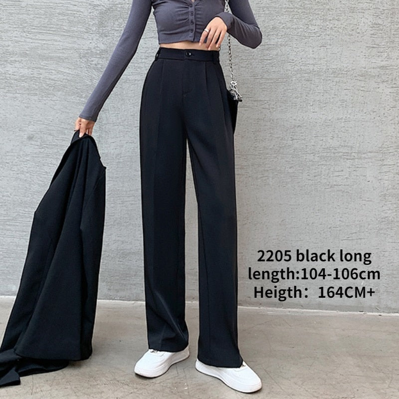 Peris Gems 2205 black long / XS Casual High Waist Wide Leg Long Pants for Women | Loose Pants Casual High Waist Wide Leg Long Pants for Women | Loose Pant SHEIN Amazon Temu