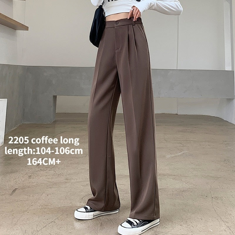 Peris Gems 2205 coffee long / S Casual High Waist Wide Leg Long Pants for Women | Loose Pants Casual High Waist Wide Leg Long Pants for Women | Loose Pant SHEIN Amazon Temu
