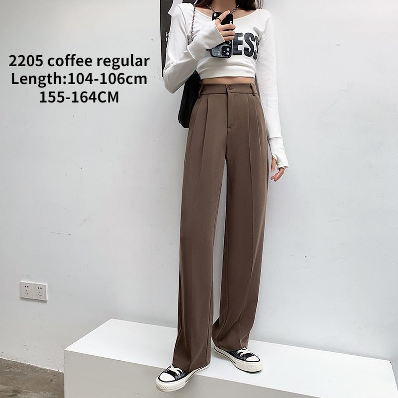 Peris Gems 2205 coffee regular / S Casual High Waist Wide Leg Long Pants for Women | Loose Pants Casual High Waist Wide Leg Long Pants for Women | Loose Pant SHEIN Amazon Temu