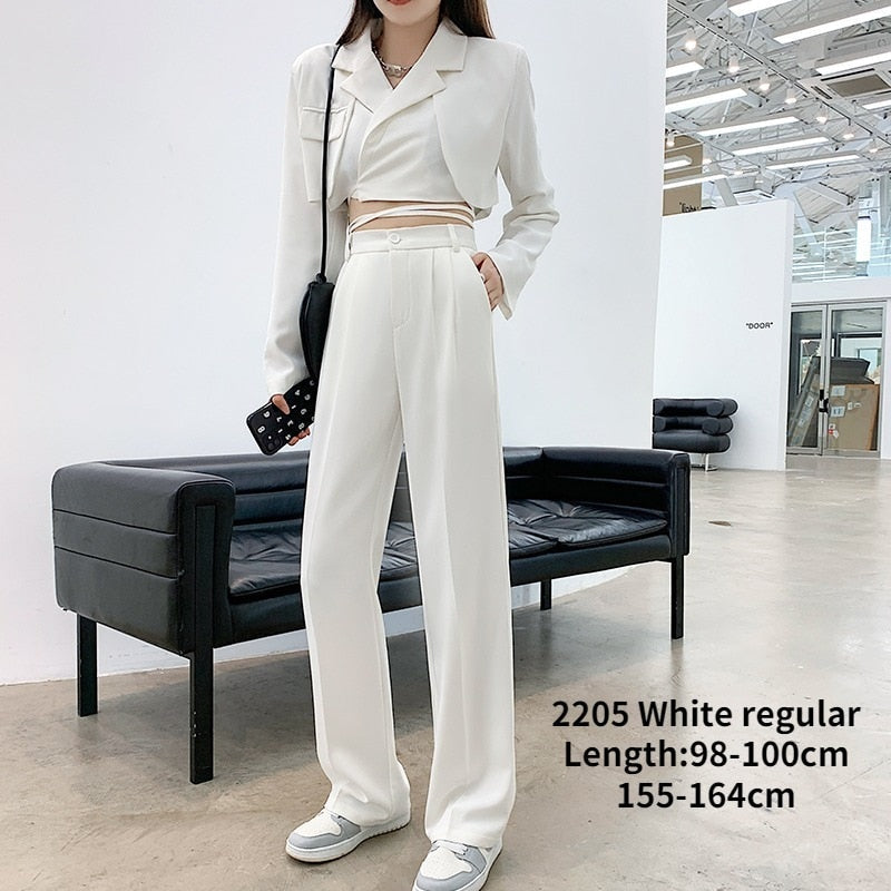Peris Gems 2205 white regular / XS Casual High Waist Wide Leg Long Pants for Women | Loose Pants Casual High Waist Wide Leg Long Pants for Women | Loose Pant SHEIN Amazon Temu
