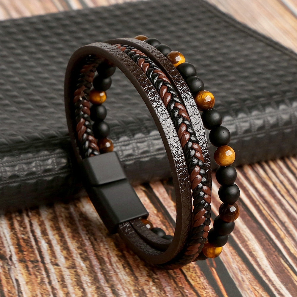 Peris Gems 23 / 18.5cm Woven Multilayered Bracelets Unisex | Stainless-Steel Clasp SHEIN Amazon Temu