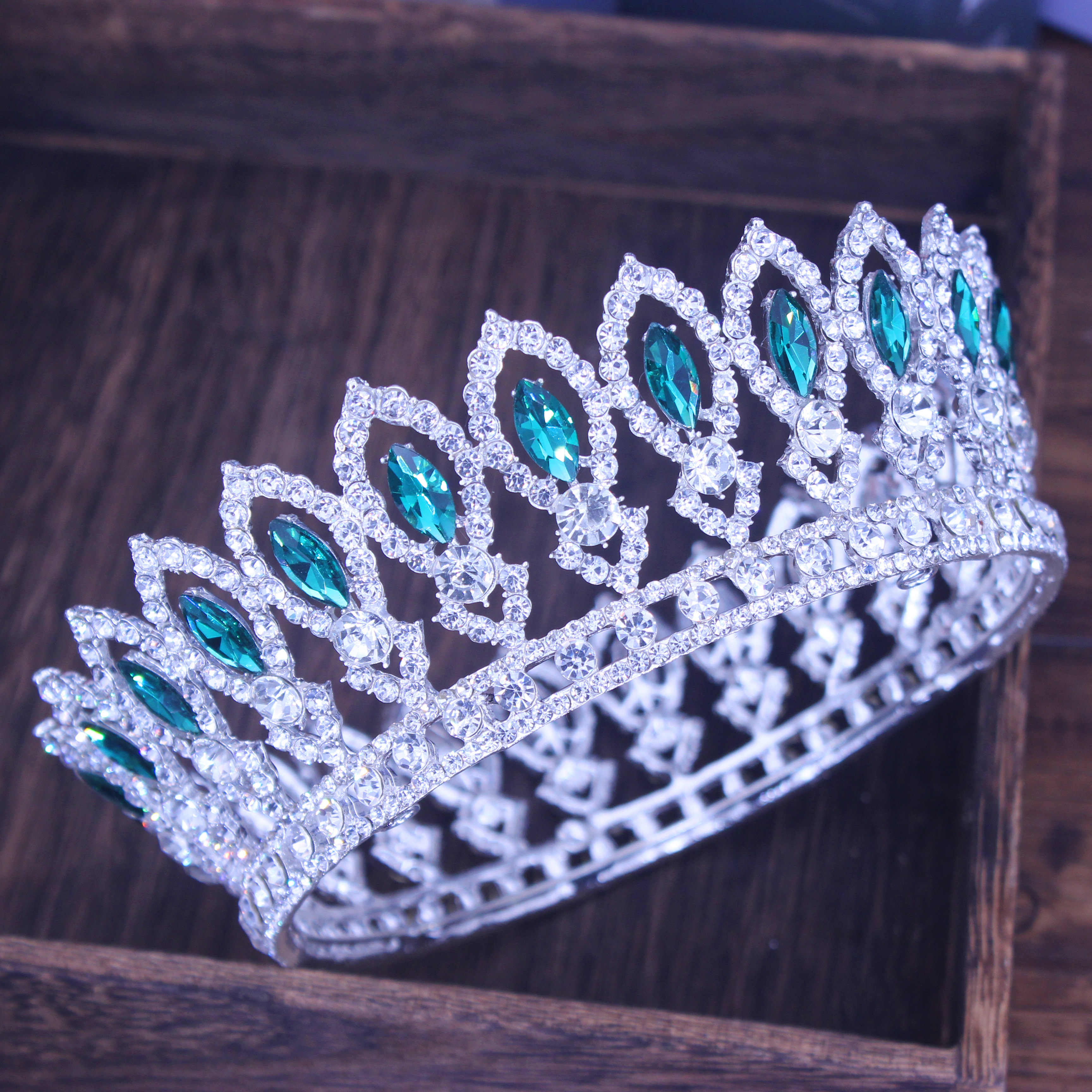 Peris Gems 23 Crystal Queen Wedding Tiara Crown | Women&