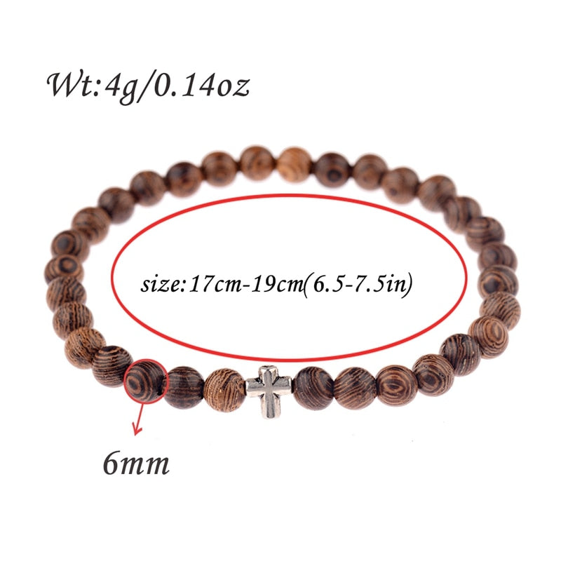 Peris Gems 23 Natural Wood Cross Beads Bracelet Unisex | Wooden Prayer Beads Bracelet SHEIN Amazon Temu
