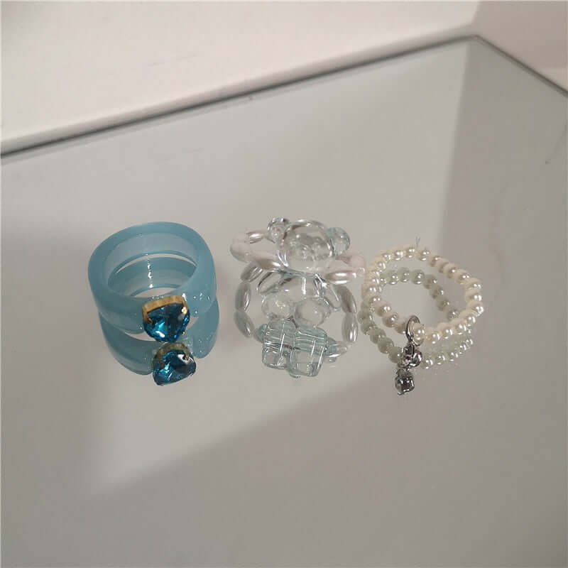 Peris Gems 26 Acrylic Candy Bear Heart Rings Collection for Women SHEIN Amazon Temu