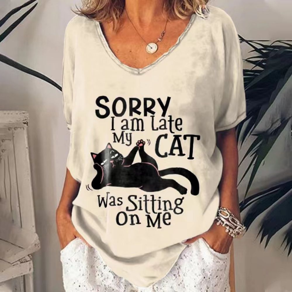 Peris Gems 26 / S Retro Cat T-Shirt for Women| V-Neck Oversized Shirts SHEIN Amazon Temu