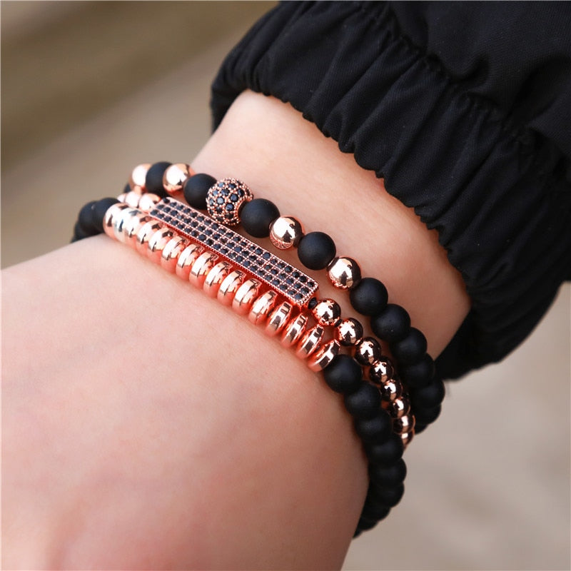 Peris Gems 27 Micro Pave CZ 8mm Disco Ball Bracelet Unisex | 3pc Black Bracelet Charm Set SHEIN Amazon Temu