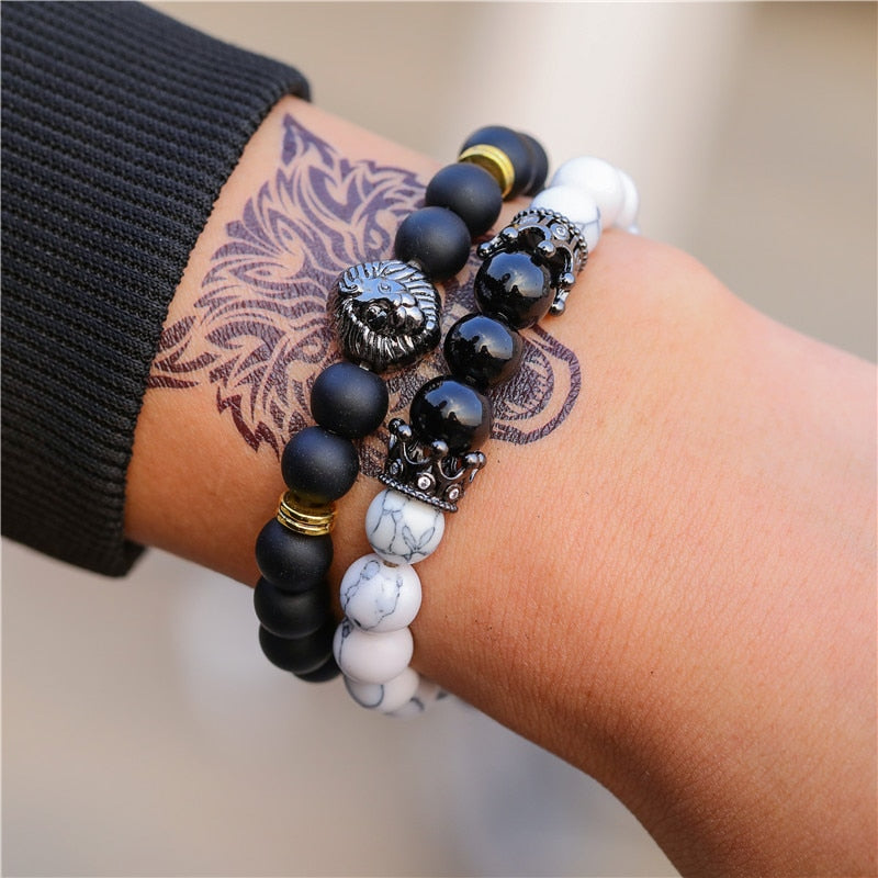 Peris Gems 28 Micro Pave CZ 8mm Disco Ball Bracelet Unisex | 3pc Black Bracelet Charm Set SHEIN Amazon Temu