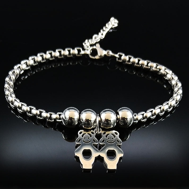 Peris Gems 2girl Mother Daughter Stainless Steel Bracelet for Women SHEIN Amazon Temu