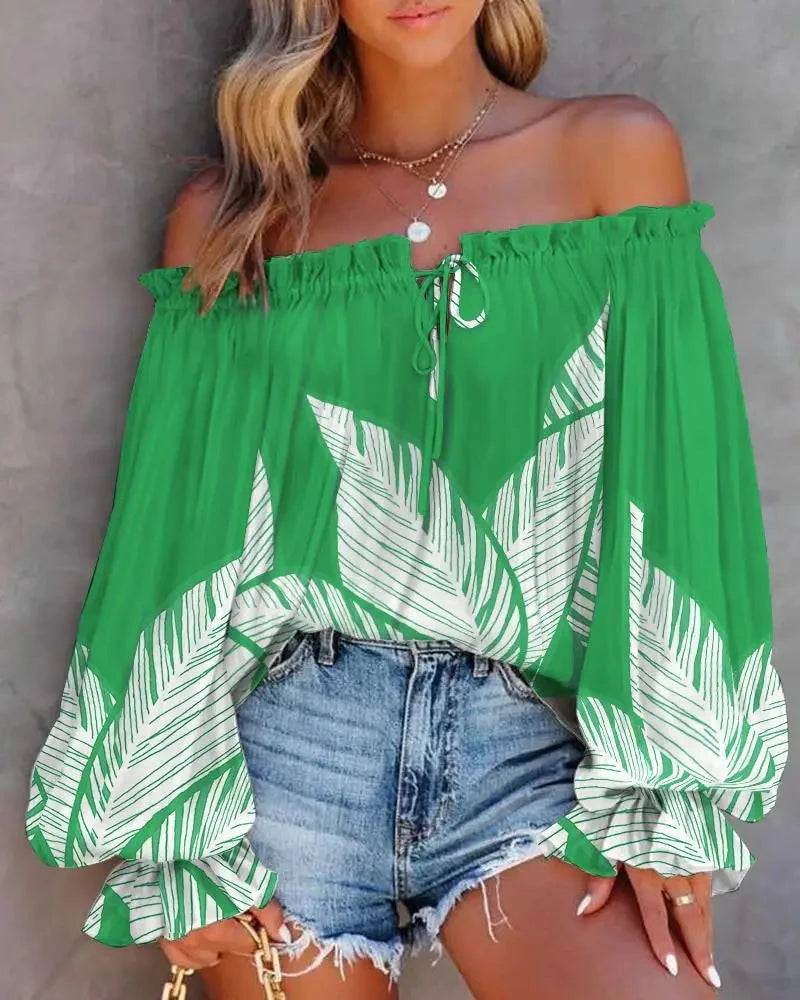 Peris Gems 2lvseyezi / S Sexy Slash Neck Off The Shoulder Strapless Lace Up Long Sleeve Floral Print Blouse Tops Summer Lady OL Workwear Blouse Shirts Sexy Slash Neck Off The Shoulder Strapless Lace Up Long Sleeve Floral Print Blouse Tops Summer Lady OL Workwear Blouse Shirts SHEIN Amazon Temu