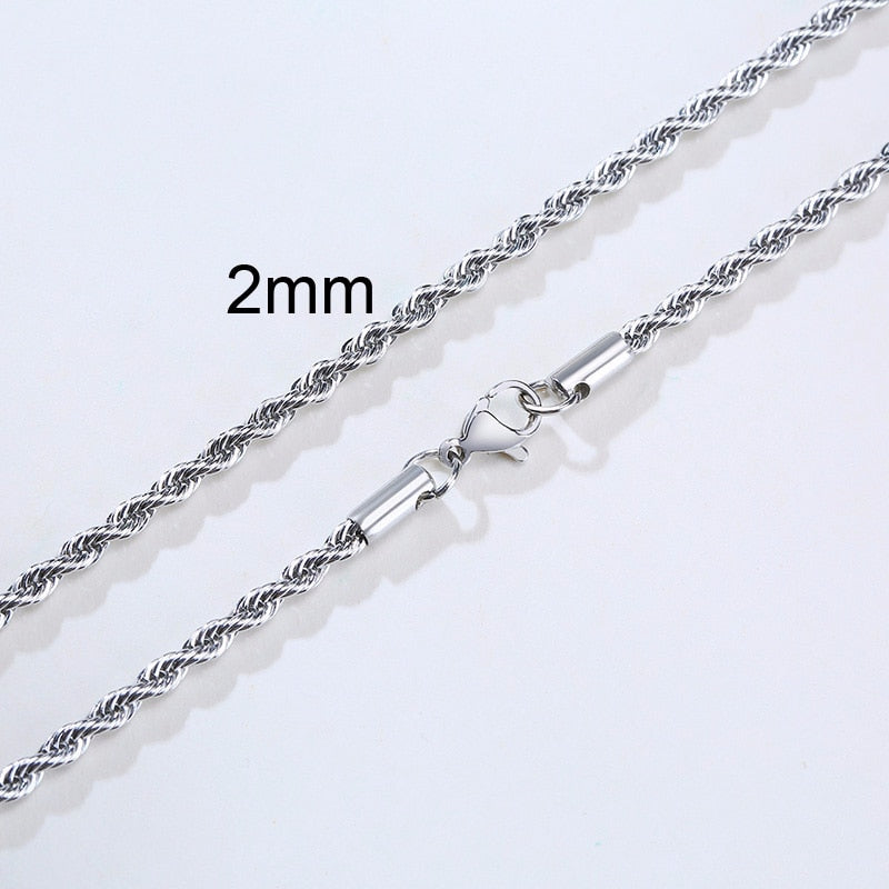 Peris Gems 2mm 1 / 16 inch Twist Rope Chain Necklace for Men | Stainless Steel Chain SHEIN Amazon Temu