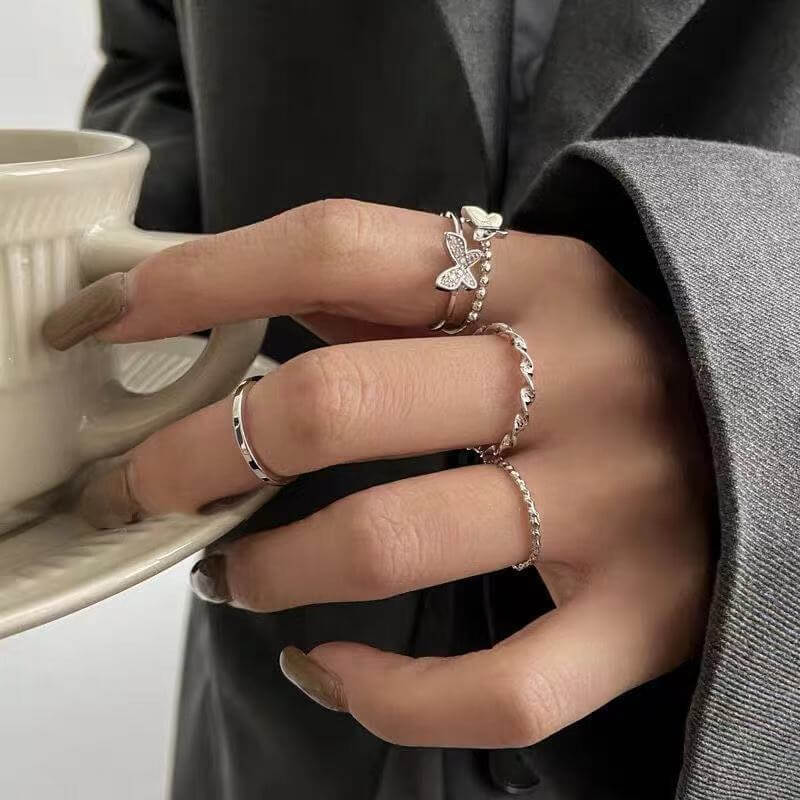 Peris Gems 2pc-7pc Silver and Gold Rings Collection for Women Silver and Gold Metal Rings for Women | 2-7pc SHEIN Amazon Temu