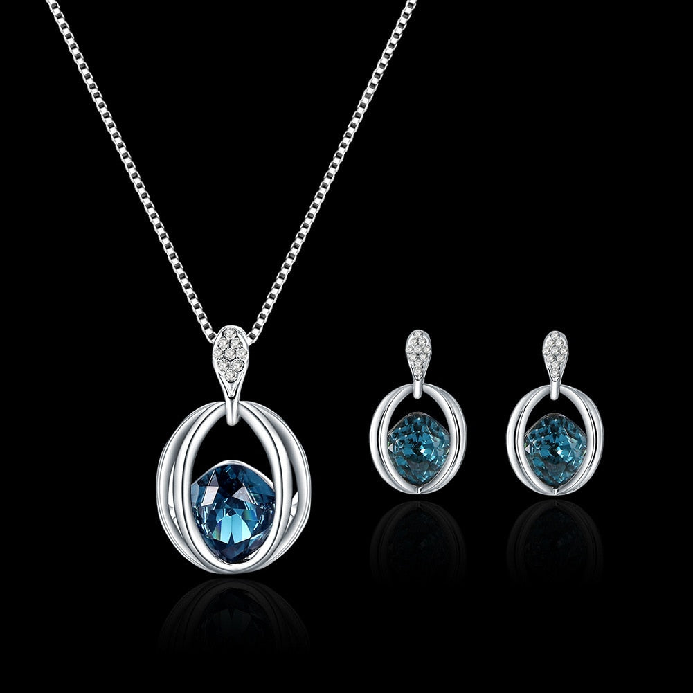 Peris Gems 2pc-blue Double Heart Necklace Earrings Bracelet Jewelry Set SHEIN Amazon Temu