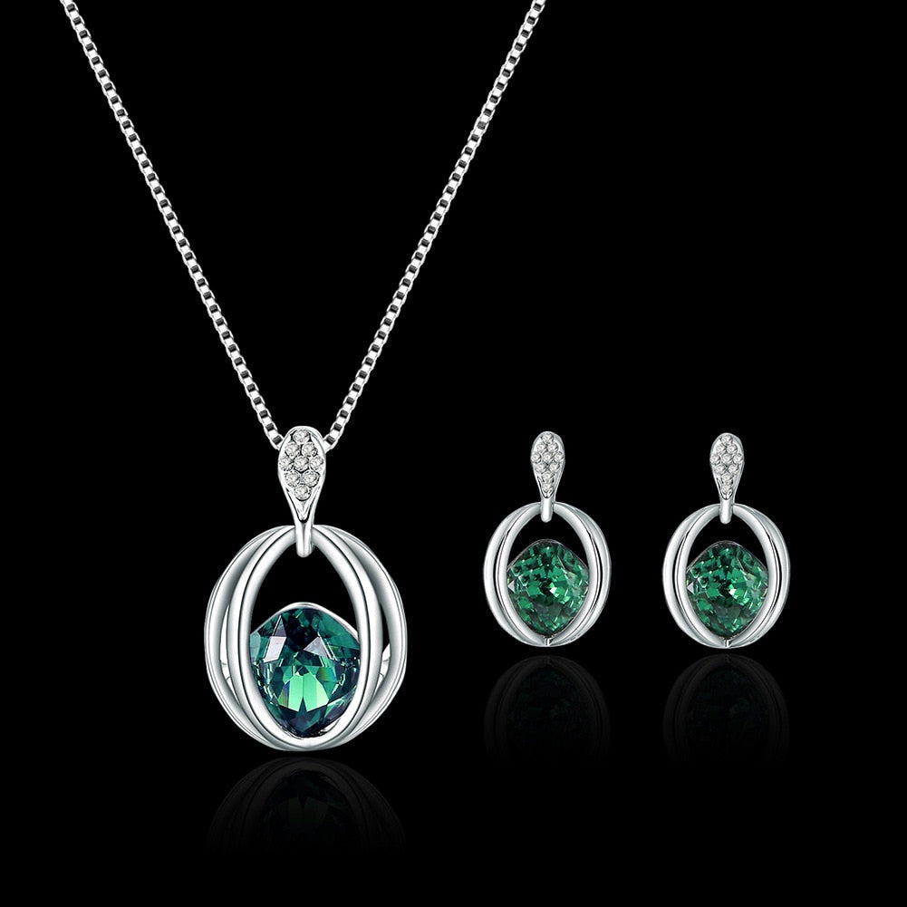 Peris Gems 2pc-green Double Heart Necklace Earrings Bracelet Jewelry Set SHEIN Amazon Temu