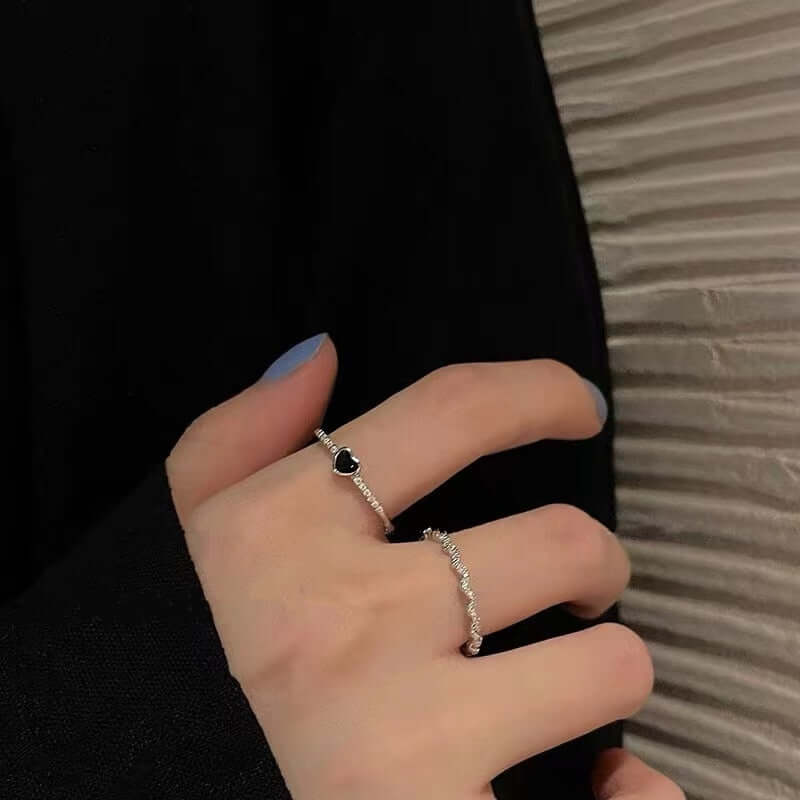 Peris Gems 2PC Heart Black 2pc-7pc Silver and Gold Rings Collection for Women Silver and Gold Metal Rings for Women | 2-7pc SHEIN Amazon Temu