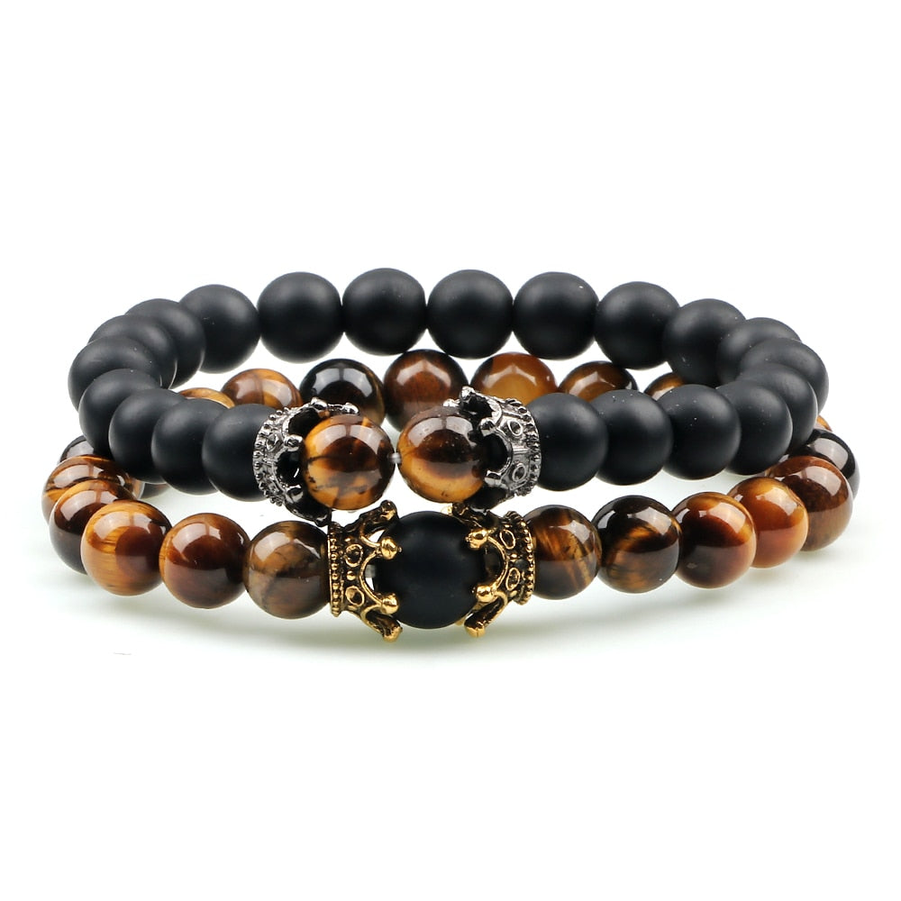Peris Gems 2pcs 1 Black Lava Stone Bracelets | Braided Charm Beads Bracelet SHEIN Amazon Temu