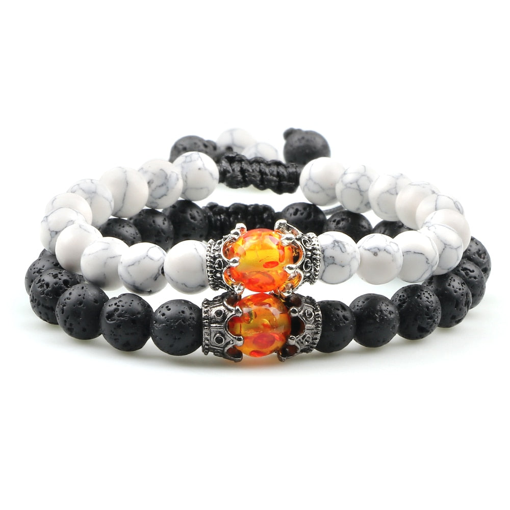Peris Gems 2pcs 4 Black Lava Stone Bracelets | Braided Charm Beads Bracelet SHEIN Amazon Temu