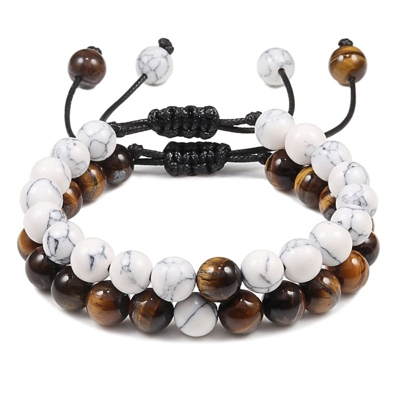 Peris Gems 2pcs 6 Black Lava Stone Bracelets | Braided Charm Beads Bracelet SHEIN Amazon Temu