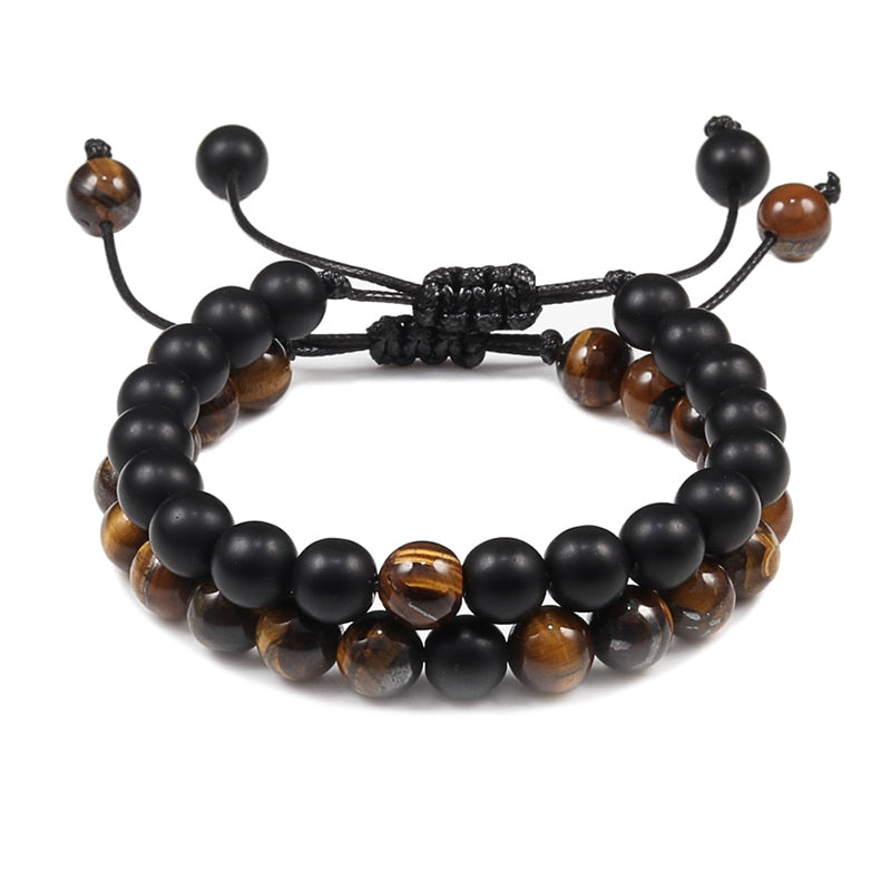 Peris Gems 2pcs 7 Black Lava Stone Bracelets | Braided Charm Beads Bracelet SHEIN Amazon Temu