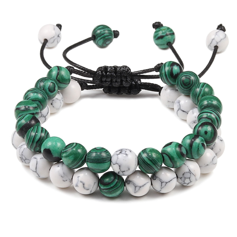 Peris Gems 2pcs 8 Black Lava Stone Bracelets | Braided Charm Beads Bracelet SHEIN Amazon Temu