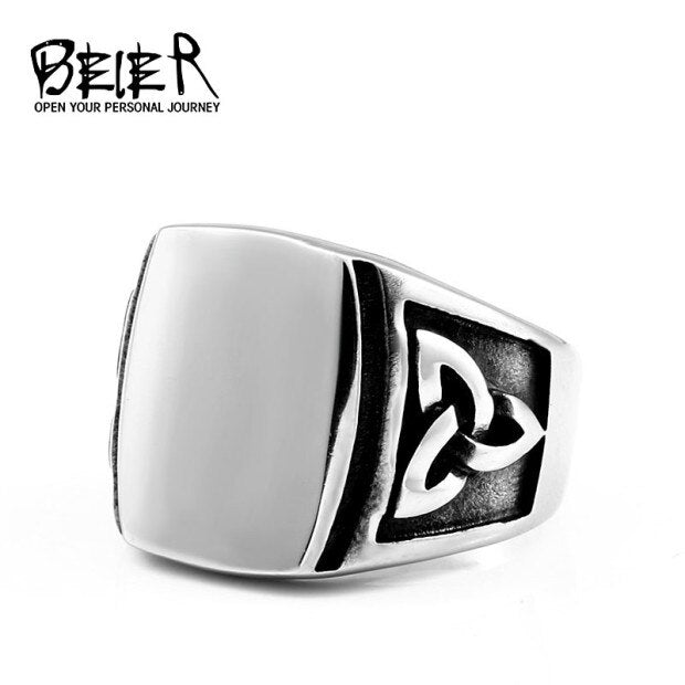 Peris Gems 3 / 8 Titanium Flat Face Signet Ring for Men | Odin Symbol Ring Titanium Flat Face Signet Ring for Men | Odin Symbol Ring SHEIN Amazon Temu