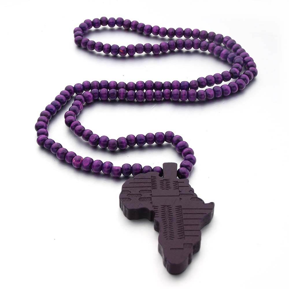Peris Gems 3 Africa Continent Map Beaded Necklace Unisex | Wood Necklace SHEIN Amazon Temu