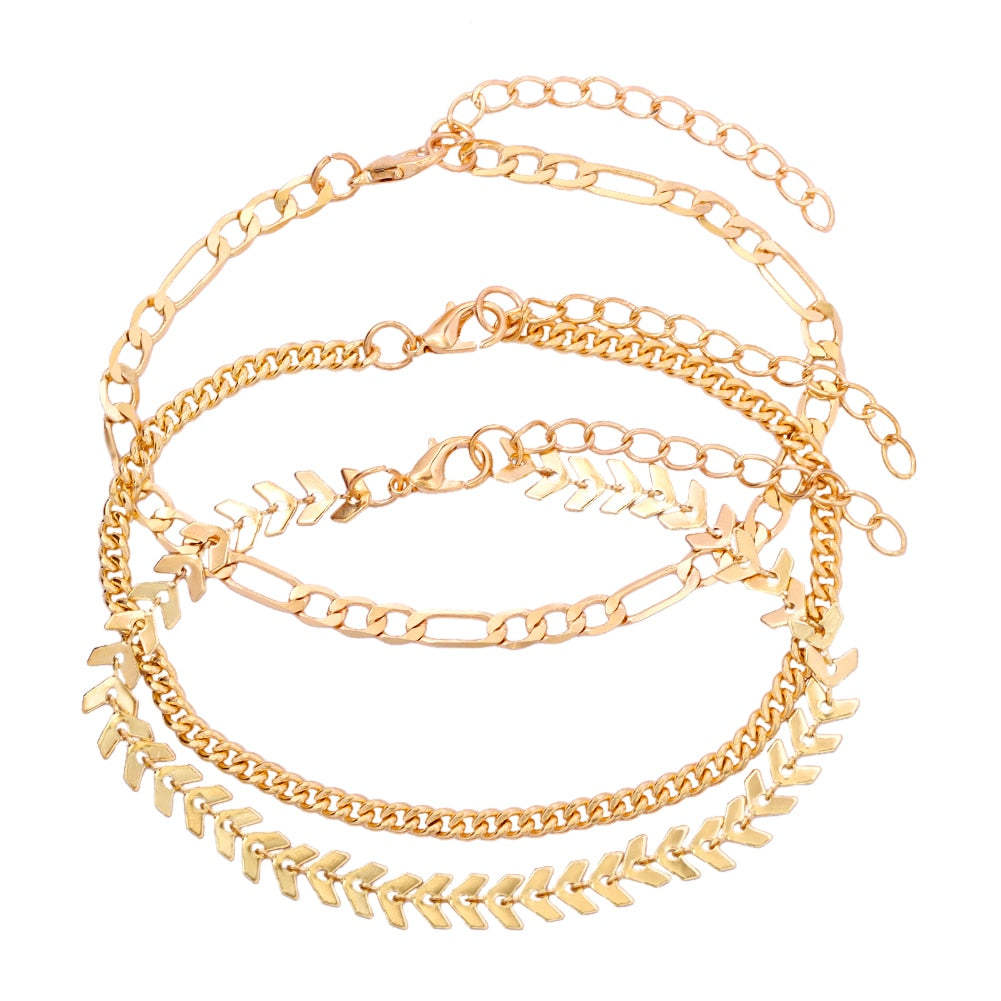 Peris Gems 3 Boho 3pc Cuban Chain Silver Anklets for Women SHEIN Amazon Temu