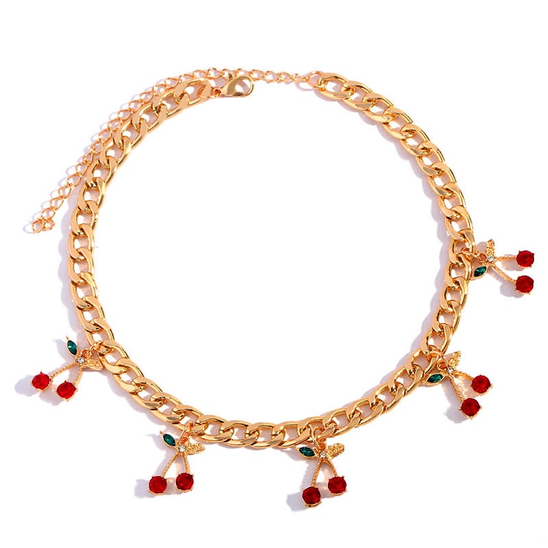 Peris Gems 3 Cherry Diamond Choker Necklace for Women | Red Cherry Chain SHEIN Amazon Temu