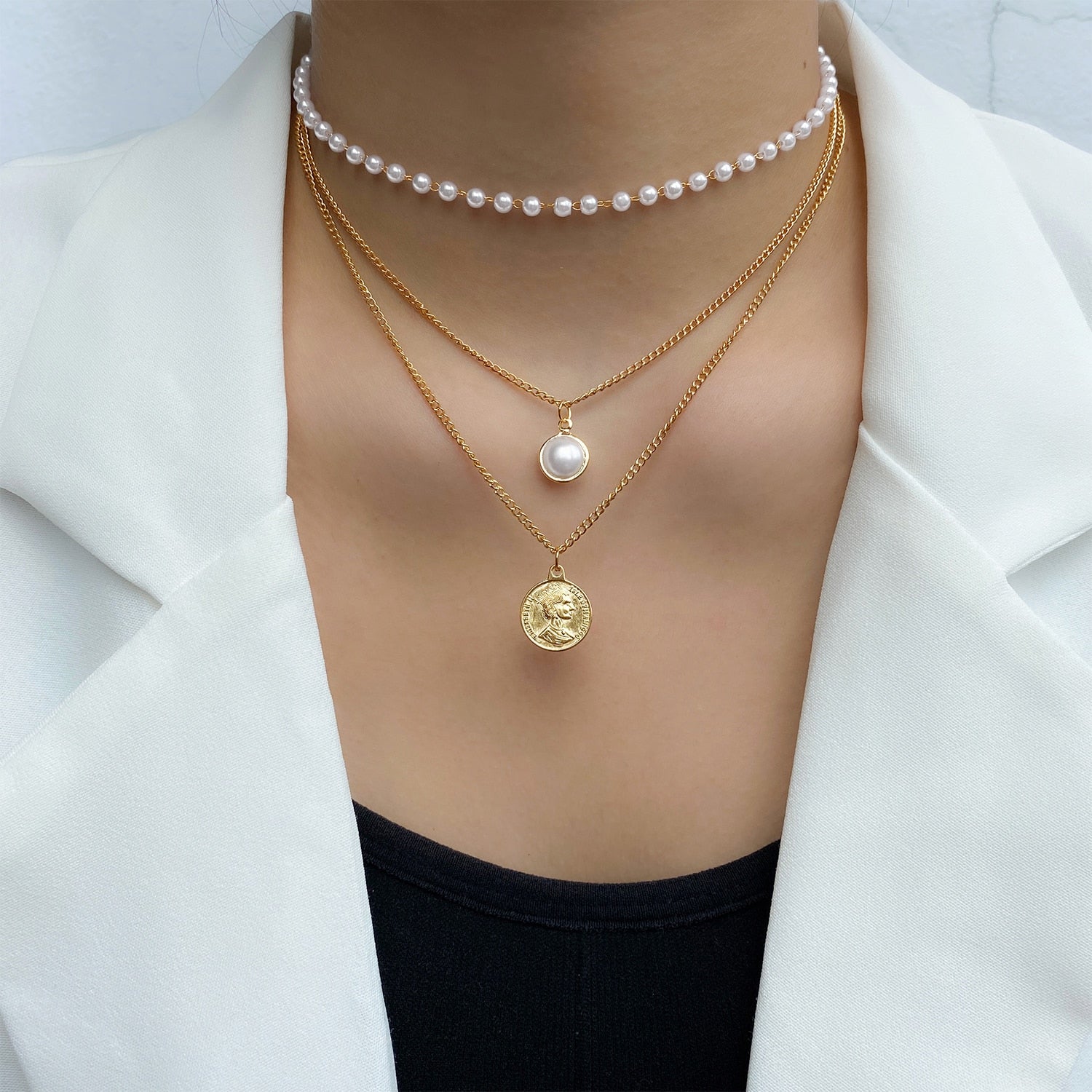 Peris Gems 3 Dainty Pearl Flower Choker Necklace for Women | Gold Pearl Necklaces Dainty Pearl Flower Choker Necklace for Women Gold Necklaces SHEIN Amazon Temu